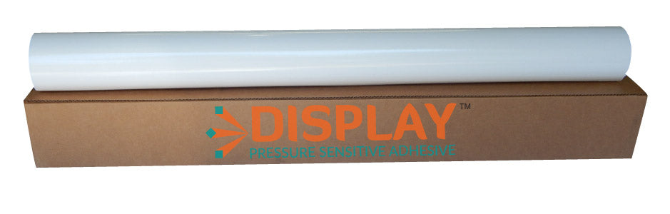 DISPLAY - Calendared Gloss White Economy Air Regress Vinyl, Gray Permanent Adhesive 3.15mil, Stay Flat Liner - 54